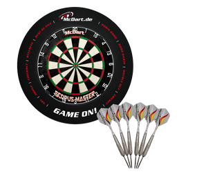 McDart Master Bundle mit 6 Steeldarts und GameOn Surround