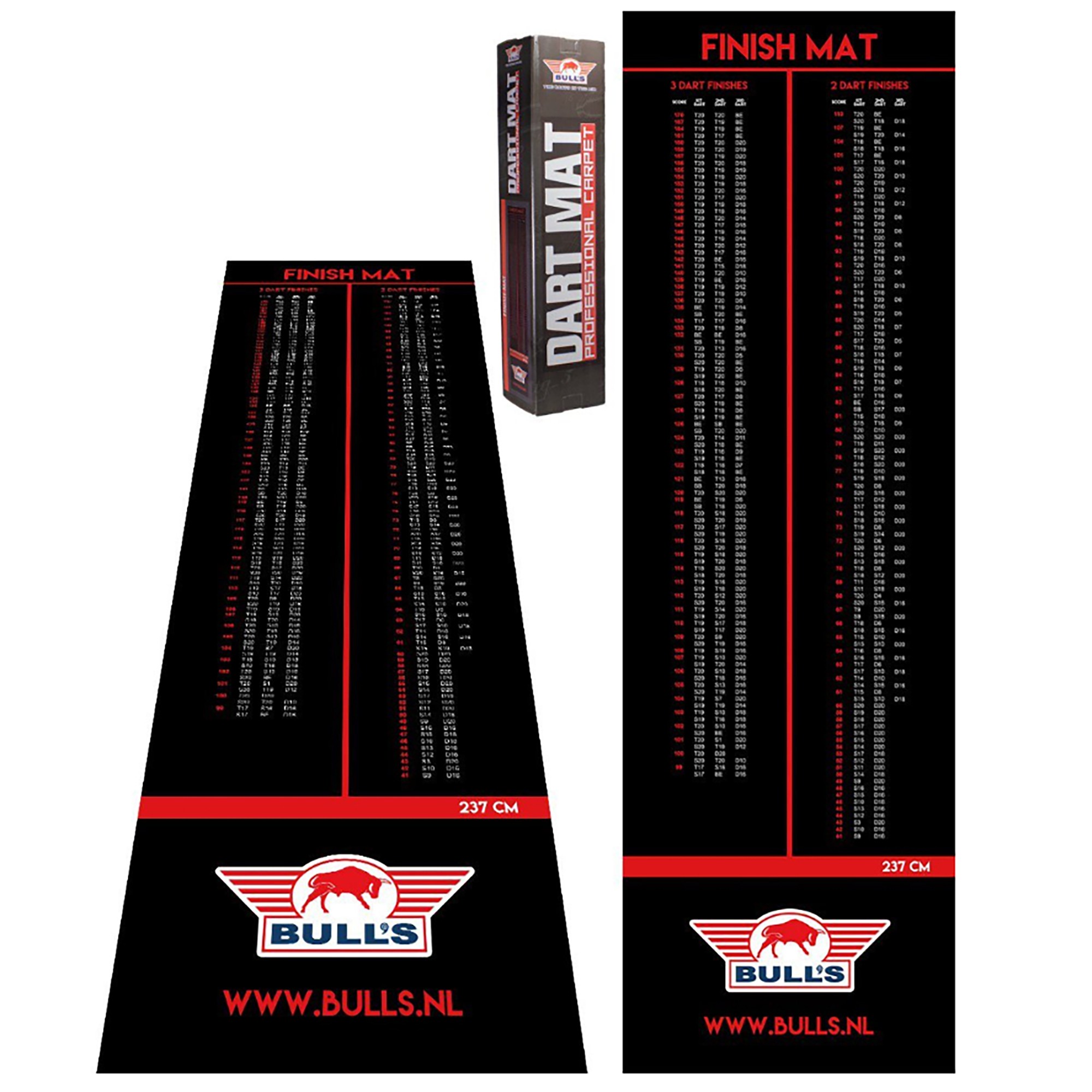 Bulls Teppich Finish Dartteppich, professionelle Dartmatte, schwarz rot, 300x60cm 1 Bulls Teppich Finish Dartteppich