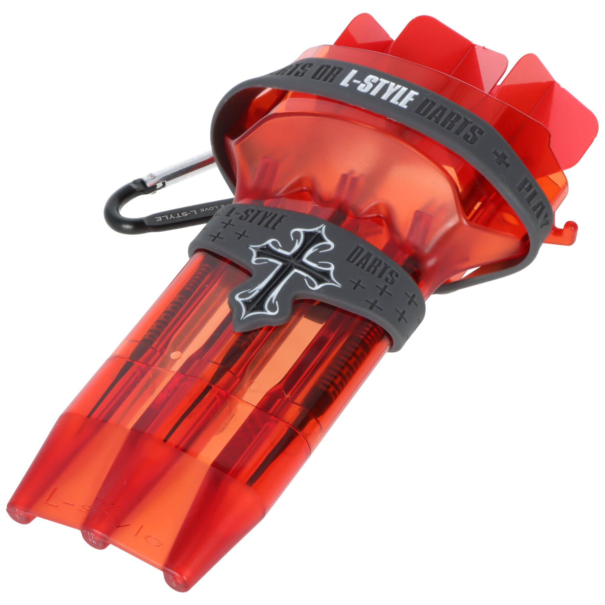 L-Style Krystal One Dart Case rot transparent mit Kreuz