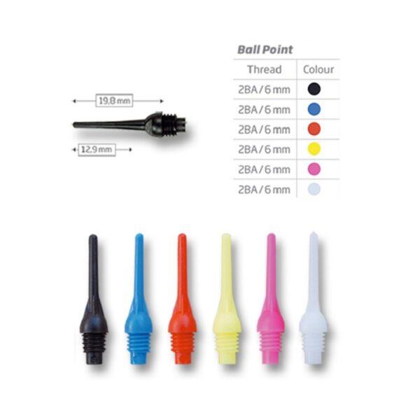 Ball Point Softdartspitzen 6mm(2BA) Schwarz 100 St?ck