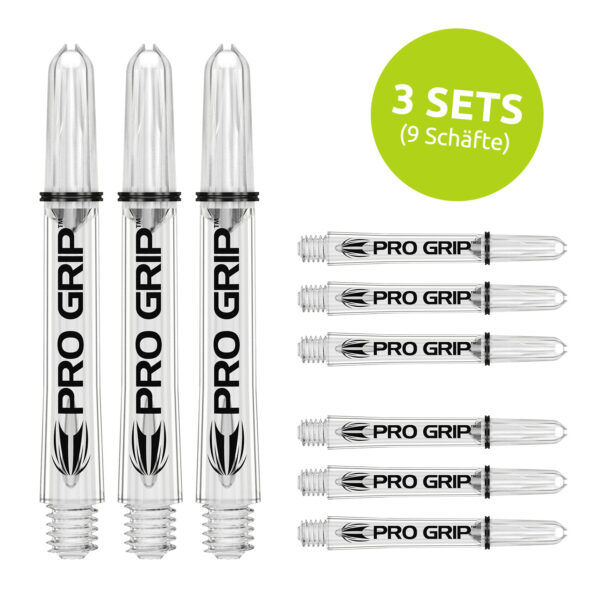 Target Pro Grip Schaft - Transparent / Clear - 3 Sets - (versch. L?ngen) Medium 48 mm